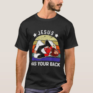 Camiseta Jesus Tem Suas Costas Jiu Jitsu Grappling vs Diabo