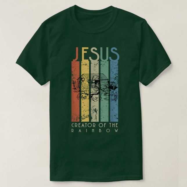 Camiseta JESUS The Creator of the Rainbow (Noah and the Ark (Frente do Design)