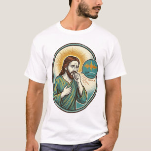 Camiseta Jesus Tossindo Nota de Voz de Tom Médio Mensagem d