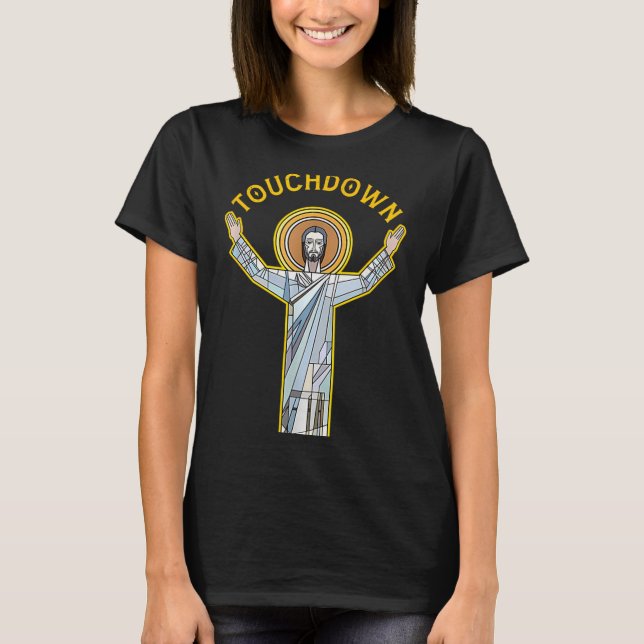 Camiseta Jesus Touchdown Diversão Fé Cristã Frase Meme C (Frente)