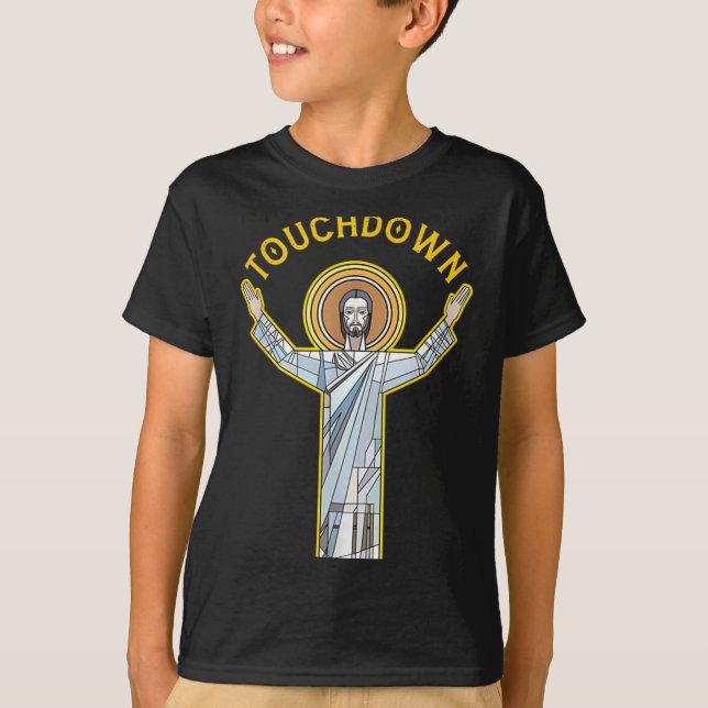 Camiseta Jesus Touchdown Fun Christian Faith Saying Meme Ch (Frente)