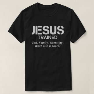 Camiseta Jesus Treinou Luta Engraçado Músculo de Lutador En
