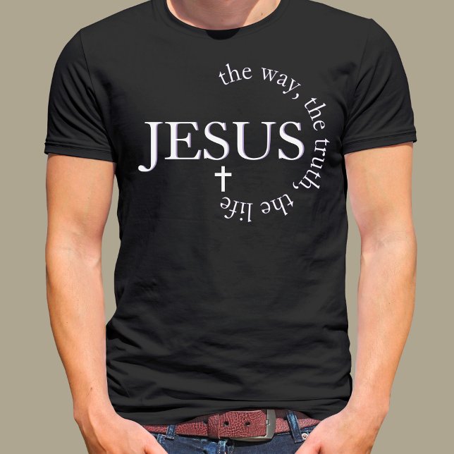 Camiseta Jesus, verdade, vida John 14:6 Cruz (Jesus way, truth, life John 14:6 Cross Black T-Shirt)