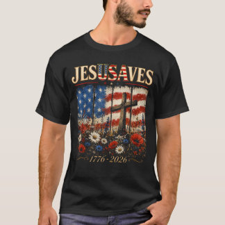 Camiseta Jesus Vintage Jesus Salva EUA 250 Anos 1776