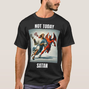 Camiseta Jesus Vs Satã Jogando Lacrosse - Não Hoje Satã