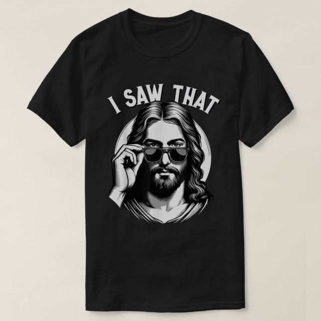 Camiseta Jesus Watching Meme Funny Christian Shirt (Frente do Design)