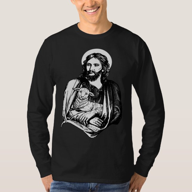 Camiseta Jesus With Lamb Christian God (Frente)