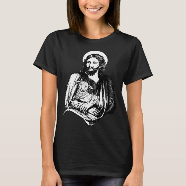 Camiseta Jesus With Lamb Christian God (Frente)