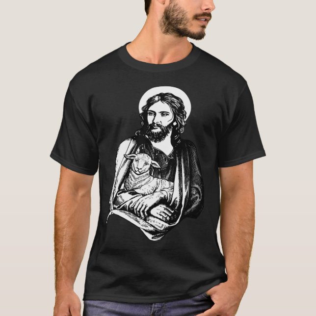 Camiseta Jesus With Lamb Christian God (Frente)
