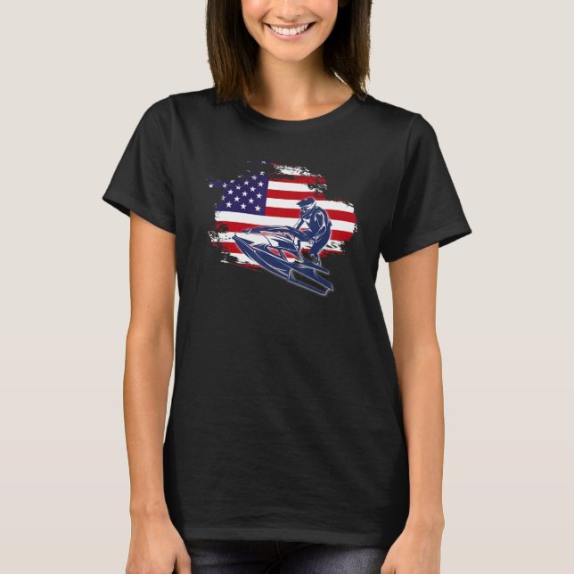 Camiseta Jet Ski American USA Flag Jetski Rider (Frente)