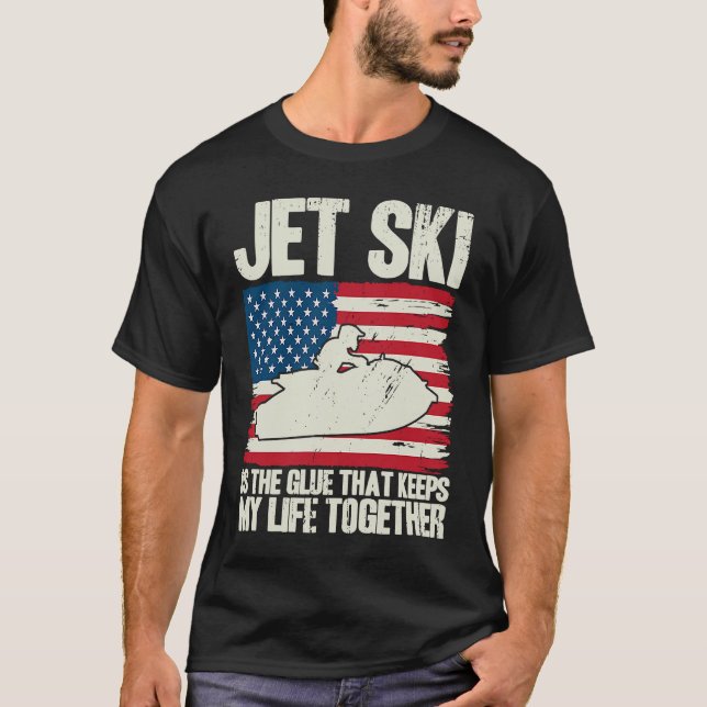 Camiseta Jet Ski Keeps My Life Together American Flag (Frente)