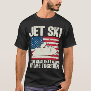 Camiseta Jet Ski Mantém Minha Vida Junta Bandeira Americana