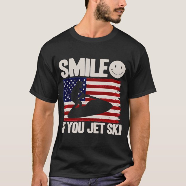 Camiseta Jet Ski Sorria Se Você Jura Bandeira Americana De  (Frente)