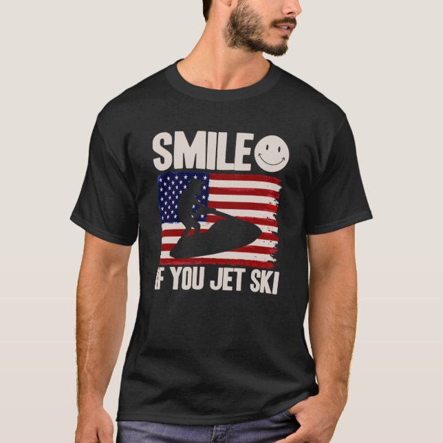 Camiseta Jet Ski Sorria Se Você Jura Bandeira Americana De  (Frente)