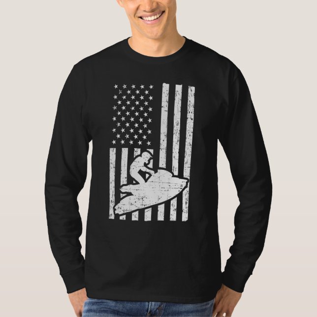 Camiseta Jet Ski Us American Flag Jet Skiing (Frente)