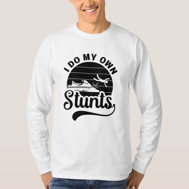 Camiseta Jet Skiing I Do My Self Stunts Jet Ski Retro Jetsk (Frente)