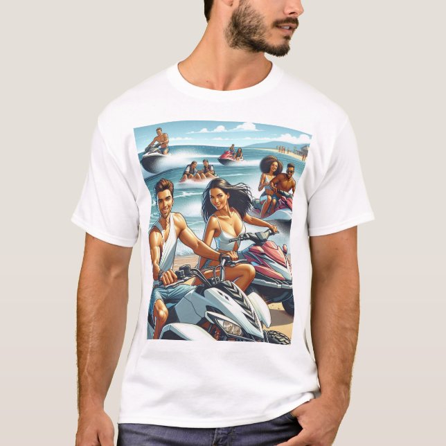 Camiseta Jet skis e ATVs na Praia (Frente)