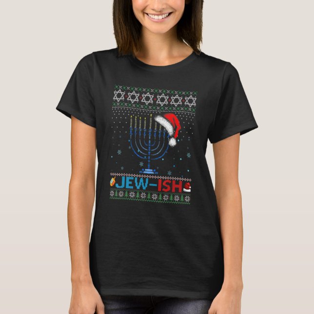 Camiseta Jew ish Jewish Pun Menorah Santa Hanukkah Christma (Frente)