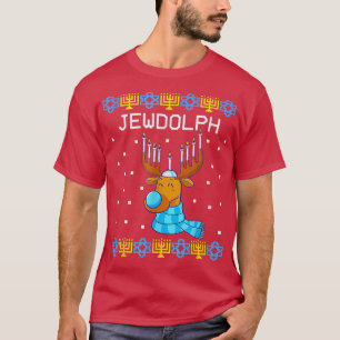 Camiseta Jewdolph Ugly Hanukkah Sweater Reindeer Menorah Ch
