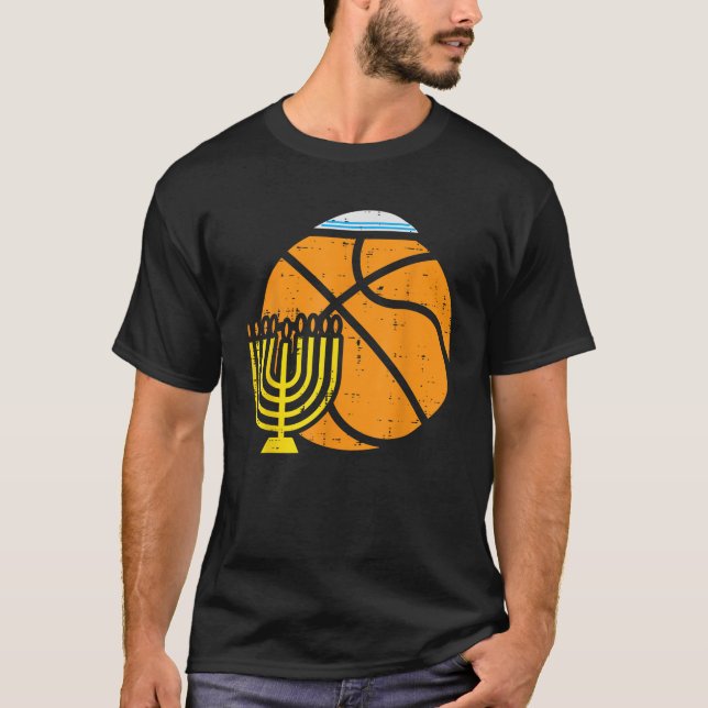 Camiseta Jewish Basketball Menorah Hanukkah Chanukah Sport  (Frente)