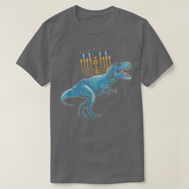 Camiseta Jewish Dino TRe Menorah Animal Hanukkah Pajamas Ch (Frente do Design)