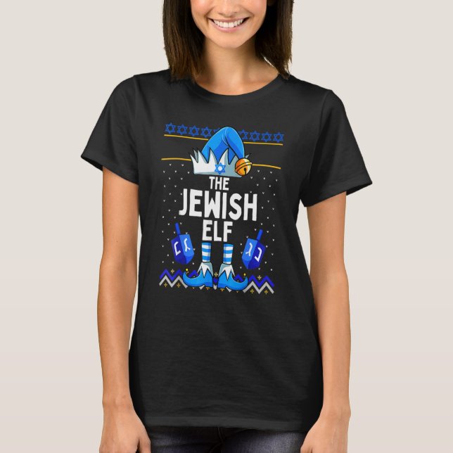 Camiseta Jewish Elf Matching Family Christmas Hanukkah Chan (Frente)
