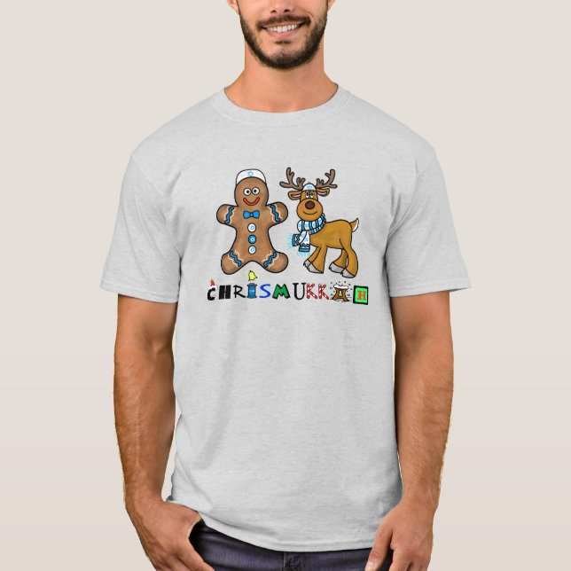 Camiseta Jewish Gingercake Man and Reindeer T-Shirt (Frente)