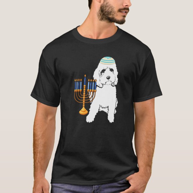 Camiseta Jewish Poodle Dog Menorah Hanukkah Pajamas Chanuka (Frente)