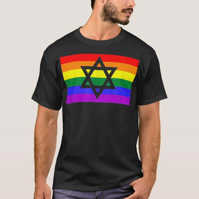Camiseta Jewish Star of David LGBTQ Gay Pride Flag Stuff Qu (Frente)