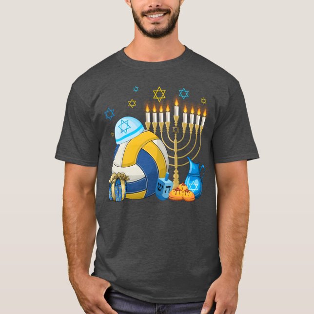 Camiseta Jewish Volleyball Menorah Hanukkah Chanukah Sport  (Frente)