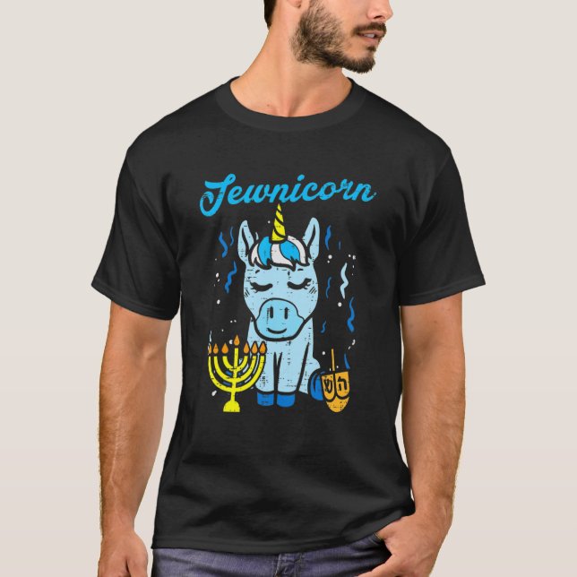 Camiseta Jewnicorn Cute Unicorn Hanukkah Chanukah Pajamas G (Frente)