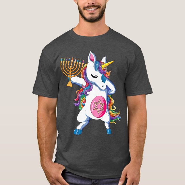 Camiseta Jewnicorn Funny Hanukkah Unicorn Gift Girl Women (Frente)