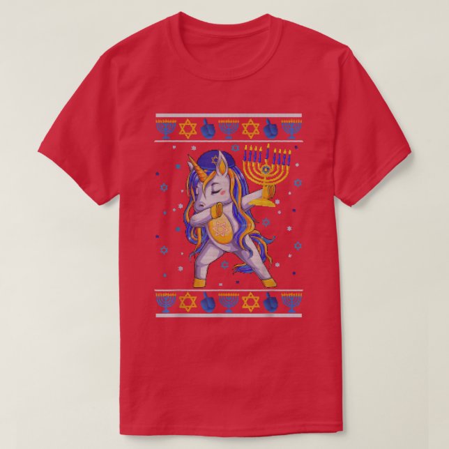 Camiseta Jewnicorn Making Magicals Dreidels Hanukkah Jewish (Frente do Design)