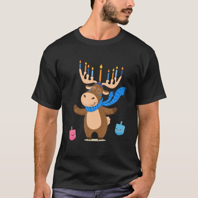 Camiseta Jewose Moose Funny Hanukkah Moose Girl Pajam (Frente)