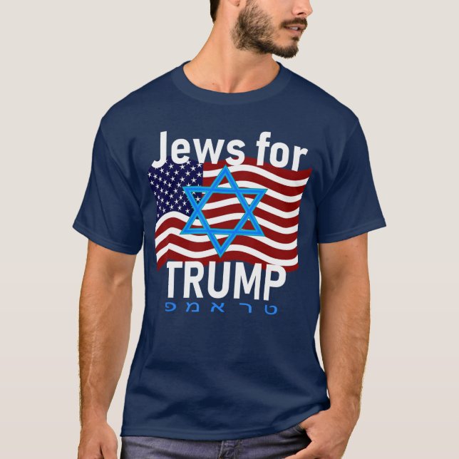 Camiseta Jews forrump American Flag Star of David Hebrew Su (Frente)