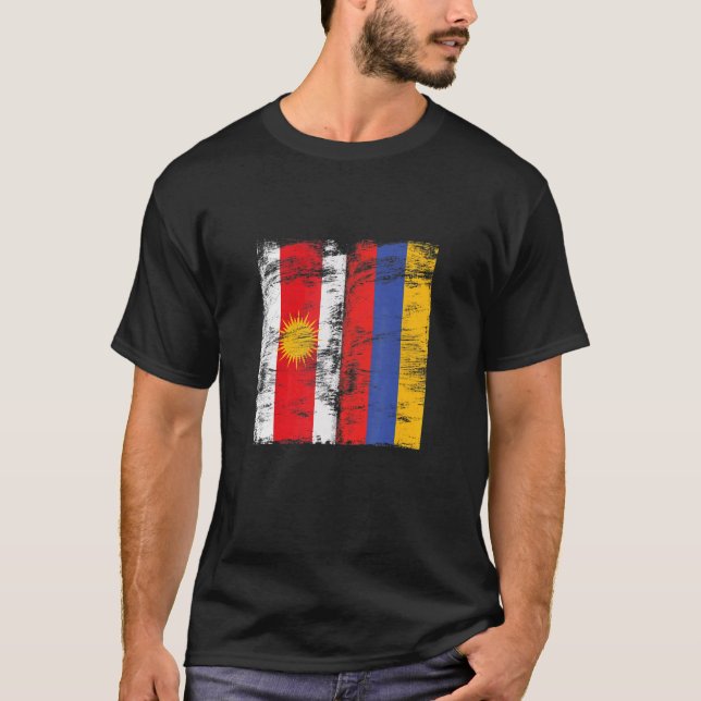 Camiseta Jezidian Ezyxan Armênia Flag Lali Melek Taus Ezidi (Frente)