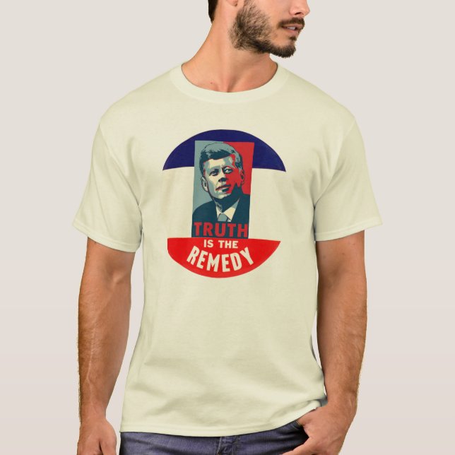 Camiseta JFK: A verdade é o remédio (Frente)