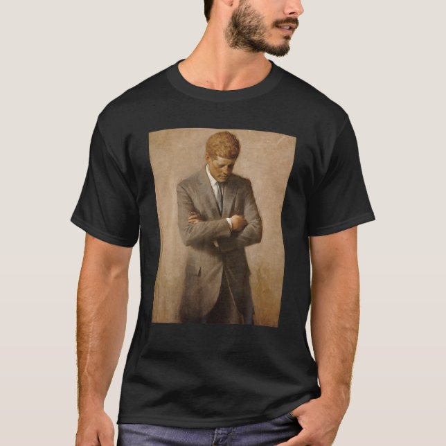 Camiseta JFK Retrato John F Kennedy EUA Mais Histórico (Frente)