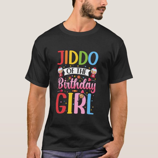 Camiseta Jiddo Das Mães Da Família Vovô Candy Do Aniversári (Frente)