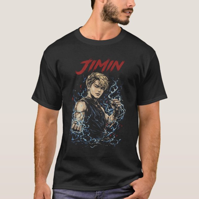 Camiseta Jimin BTS Fatality Style Dark Comic Illustration (Frente)