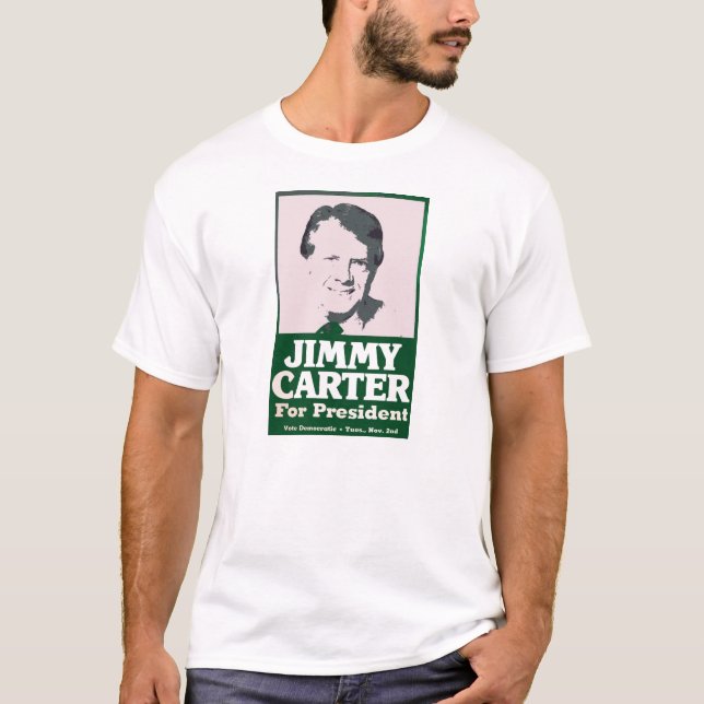 Camiseta Jimmy Carter afligiu o olhar cortado (Frente)