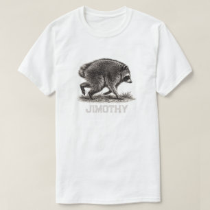 Camiseta Jimothy Guaxinim Panda de Lixo Engraçado