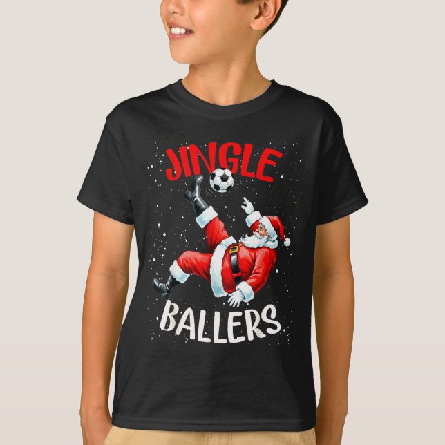 Camiseta Jingle Ballers Funny Santa Football Christmas Socc (Frente)