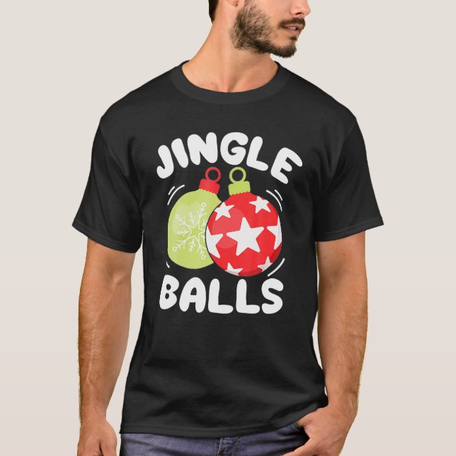 Camiseta JINGLE BALLS Tinsel Funny Casal Natal Chestnu (Frente)