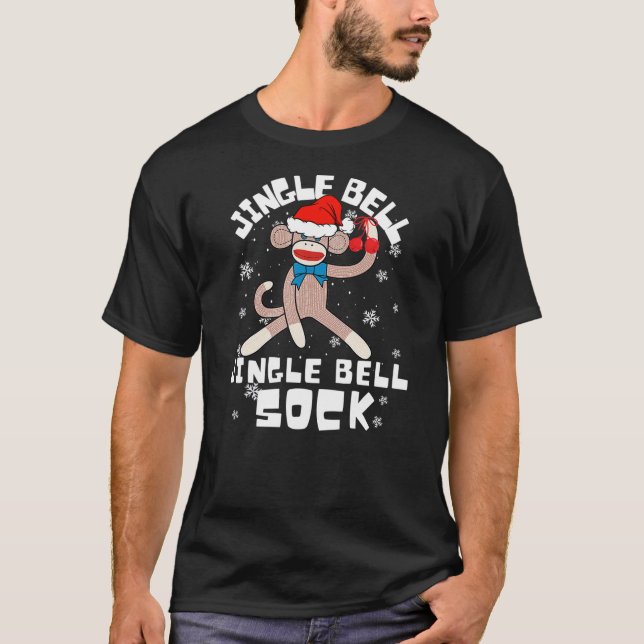 Camiseta Jingle Bell Jingle Bell Sock Funny Sock Monkey Chr (Frente)