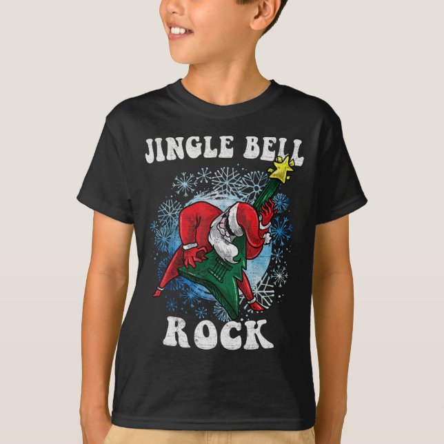 Camiseta Jingle Bell Papais noeis Tocando Violão Fu (Frente)
