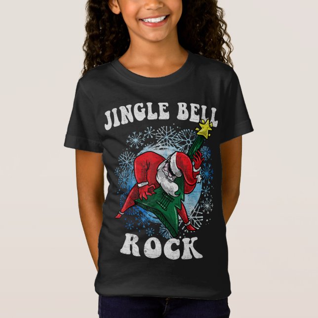 Camiseta Jingle Bell Papais noeis Tocando Violão Fu (Frente)