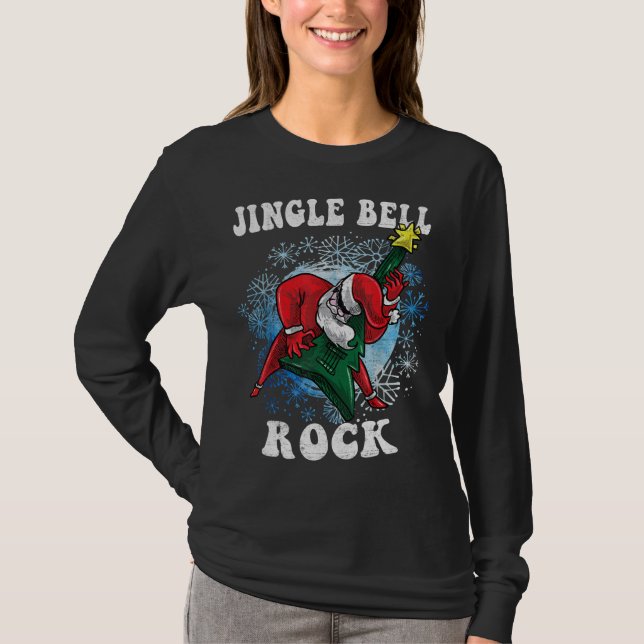 Camiseta Jingle Bell Papais noeis Tocando Violão Fu (Frente)
