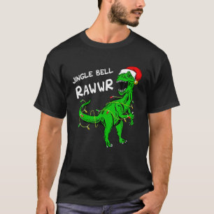 Camiseta Jingle Bell Rawr Rex Papais noeis Engraçados Dino