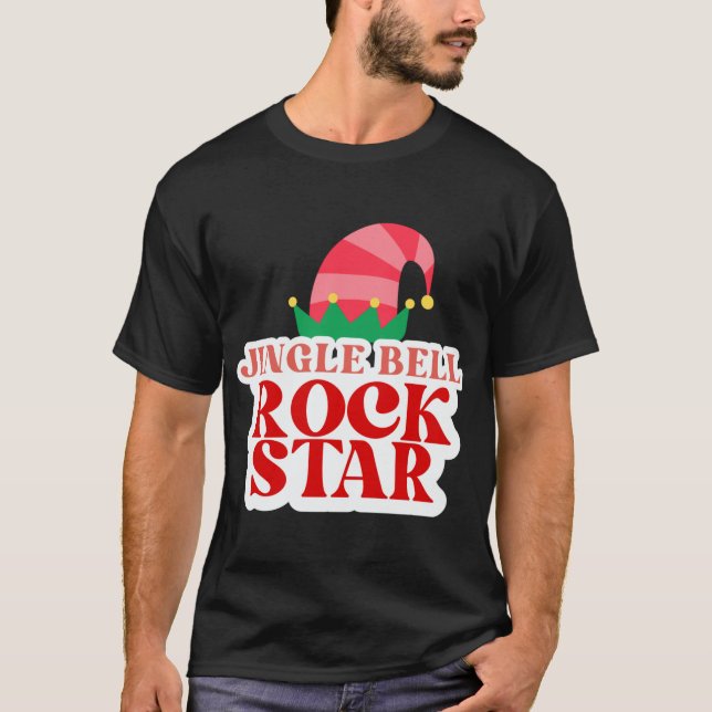 Camiseta Jingle Bell Rock Star Black Christmas Toddler T Sh (Frente)